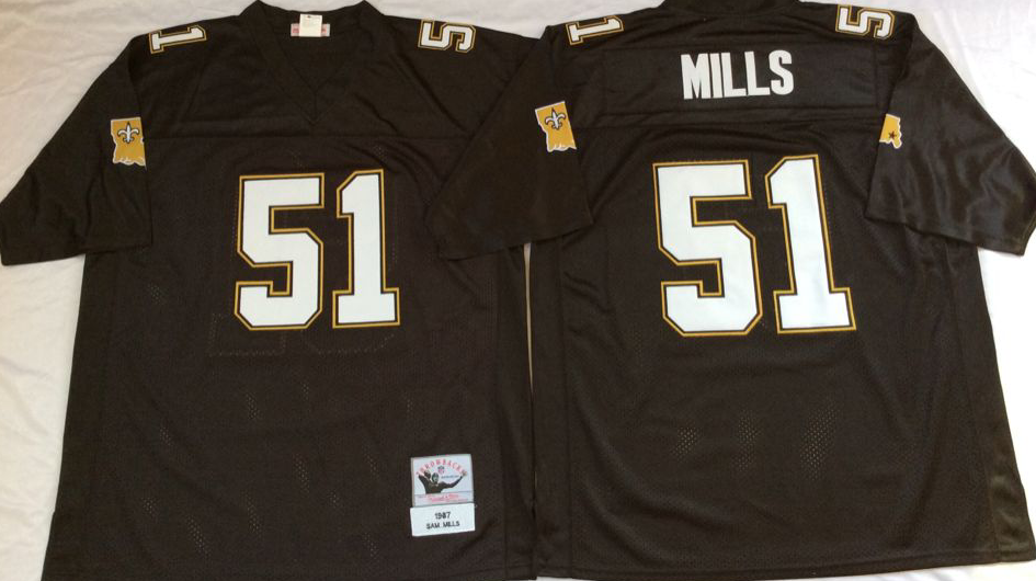 Men NFL New Orleans Saints 51 Mills black Mitchell Ness jerseys